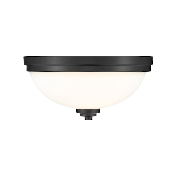 Ashton 3 Light Flush Mount, Matte Black & Matte Opal